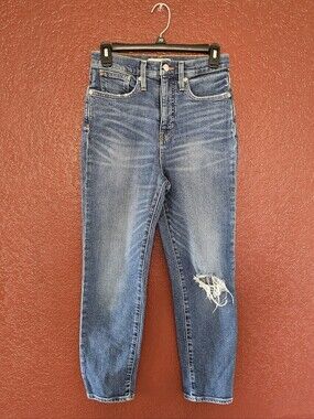 Madewell Blue High-Rise Cropped Distressed Jeans